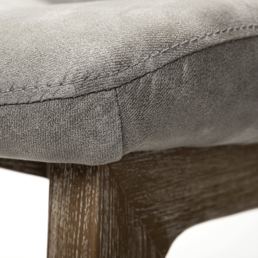 Grey Fabric Wrap Medium Brown Wood Base Dining Chair. Picture 8