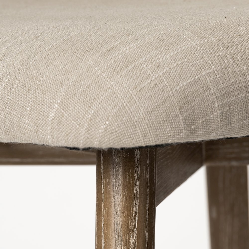 Cream Fabric Wrap Brown Wooden Base Dining Chair. Picture 7