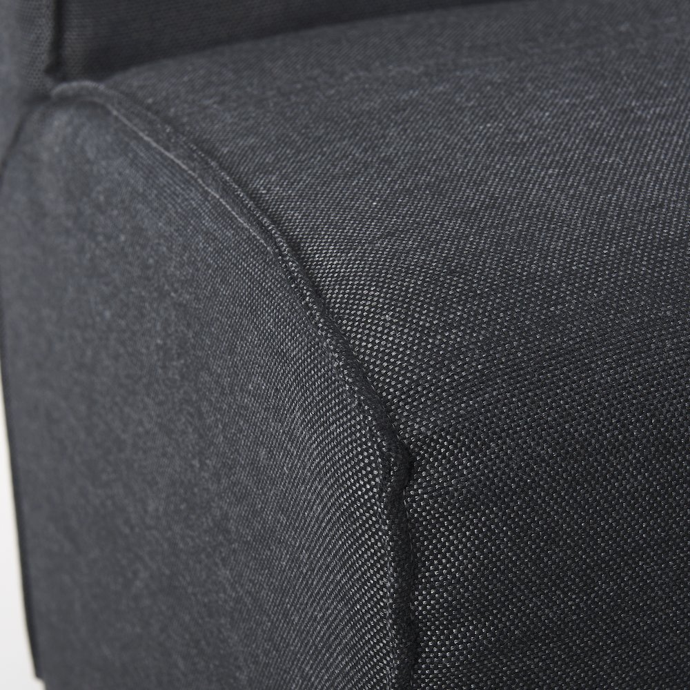 Fully Upholstered Grey Fabric Dining Chair On Casters. Picture 4
