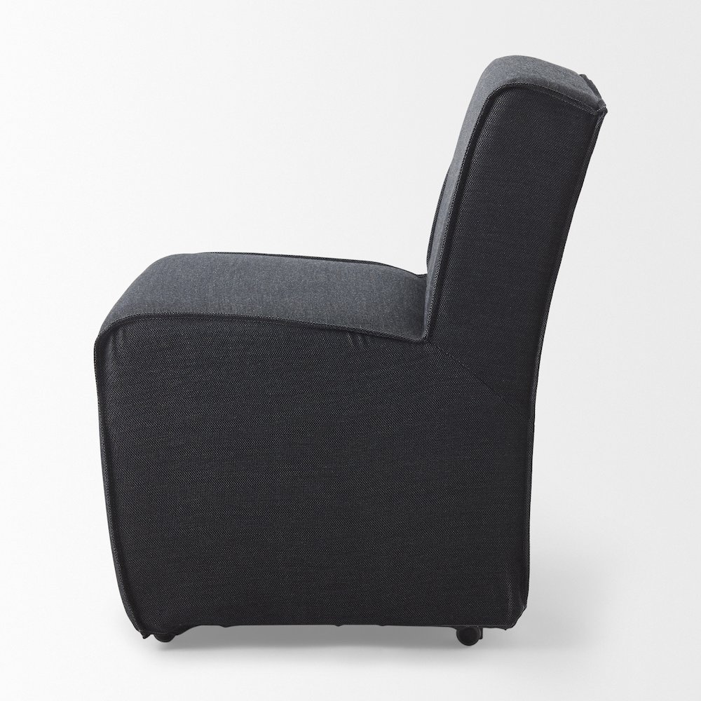 Fully Upholstered Grey Fabric Dining Chair On Casters. Picture 8