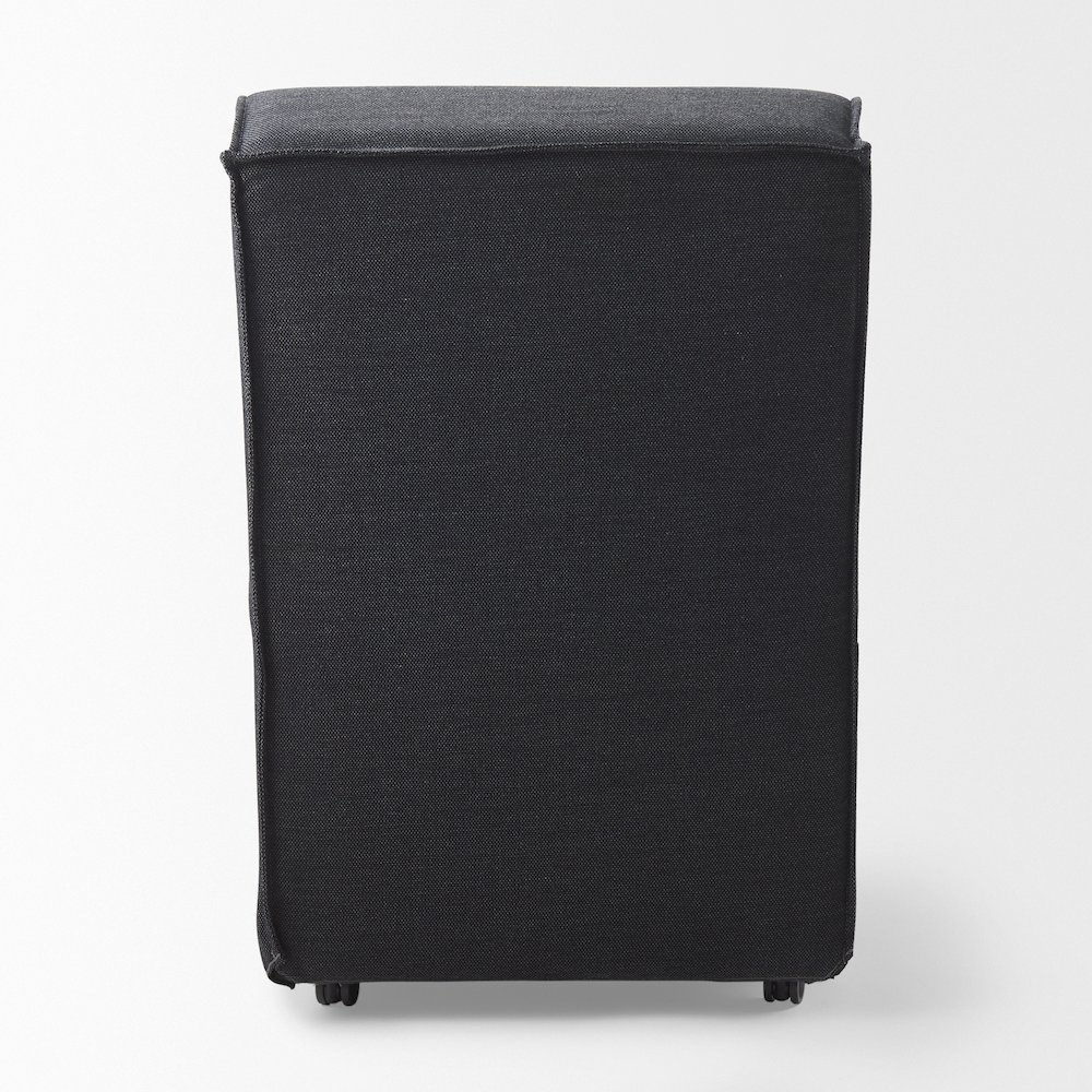 Fully Upholstered Grey Fabric Dining Chair On Casters. Picture 9