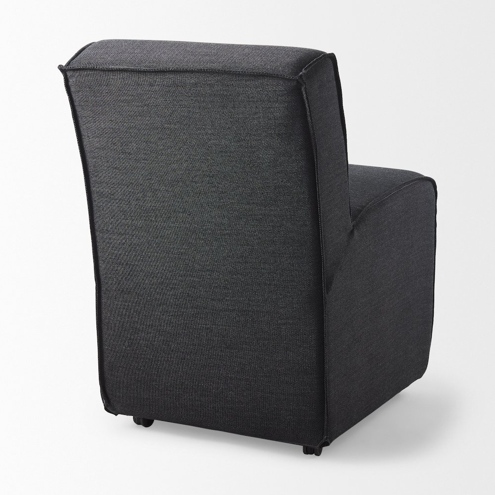 Fully Upholstered Grey Fabric Dining Chair On Casters. Picture 10