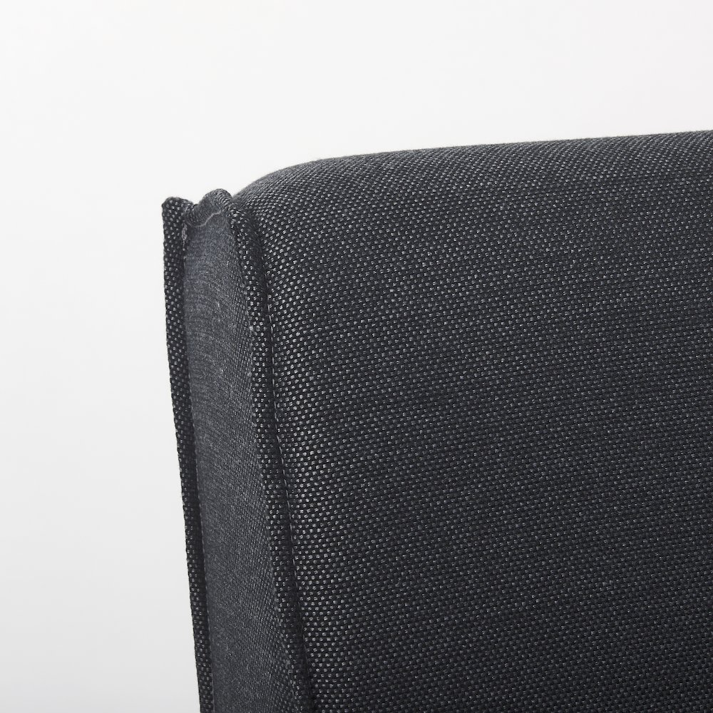 Fully Upholstered Grey Fabric Dining Chair On Casters. Picture 12