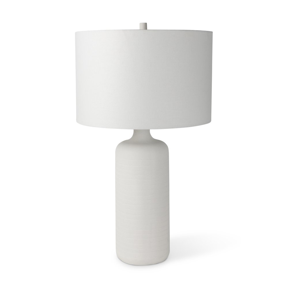 Melanie 17.0L x 17.0W x 30.5H White ShadeWhite Base Table Lamp. Picture 1