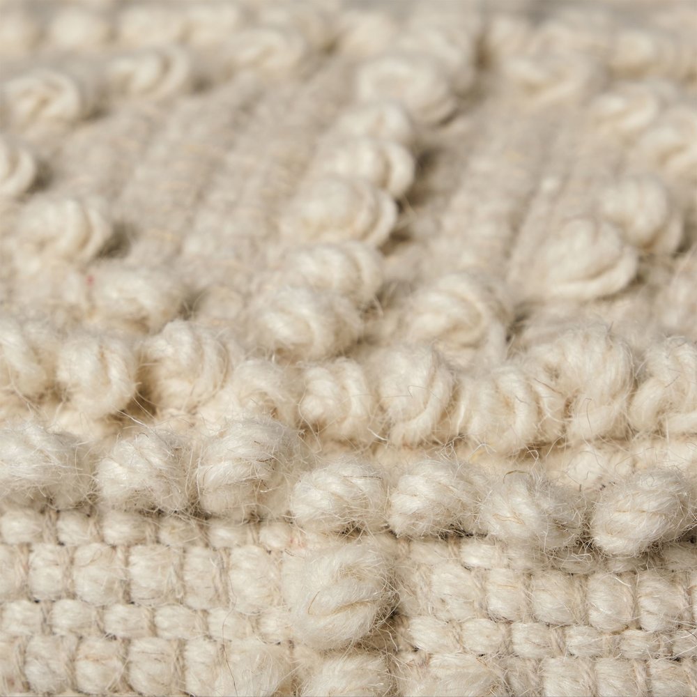 Leroy Square Cream Wool Pouf Popcorn Detail. Picture 5