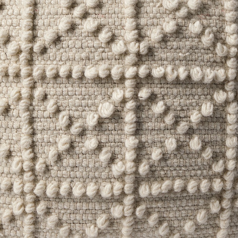 Leroy Square Cream Wool Pouf Popcorn Detail. Picture 6