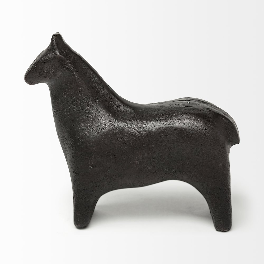 Sphynx 7L x 2W Black Cast Aluminum Horse Shaped Object. Picture 5