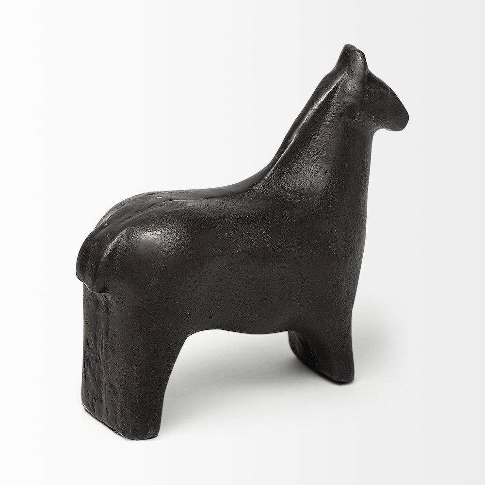 Sphynx 7L x 2W Black Cast Aluminum Horse Shaped Object. Picture 6