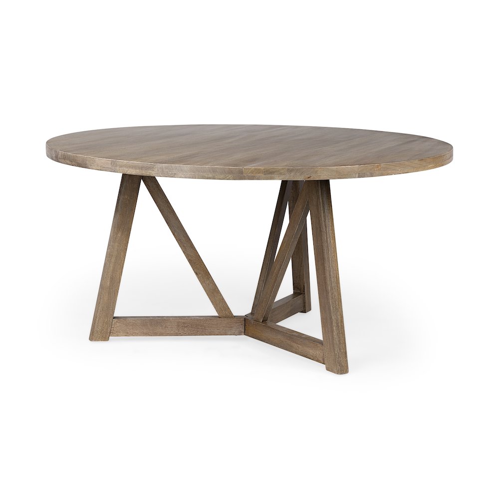 Legolas 60" Round Brown Solid Wood Top & Base Dining Table. Picture 1