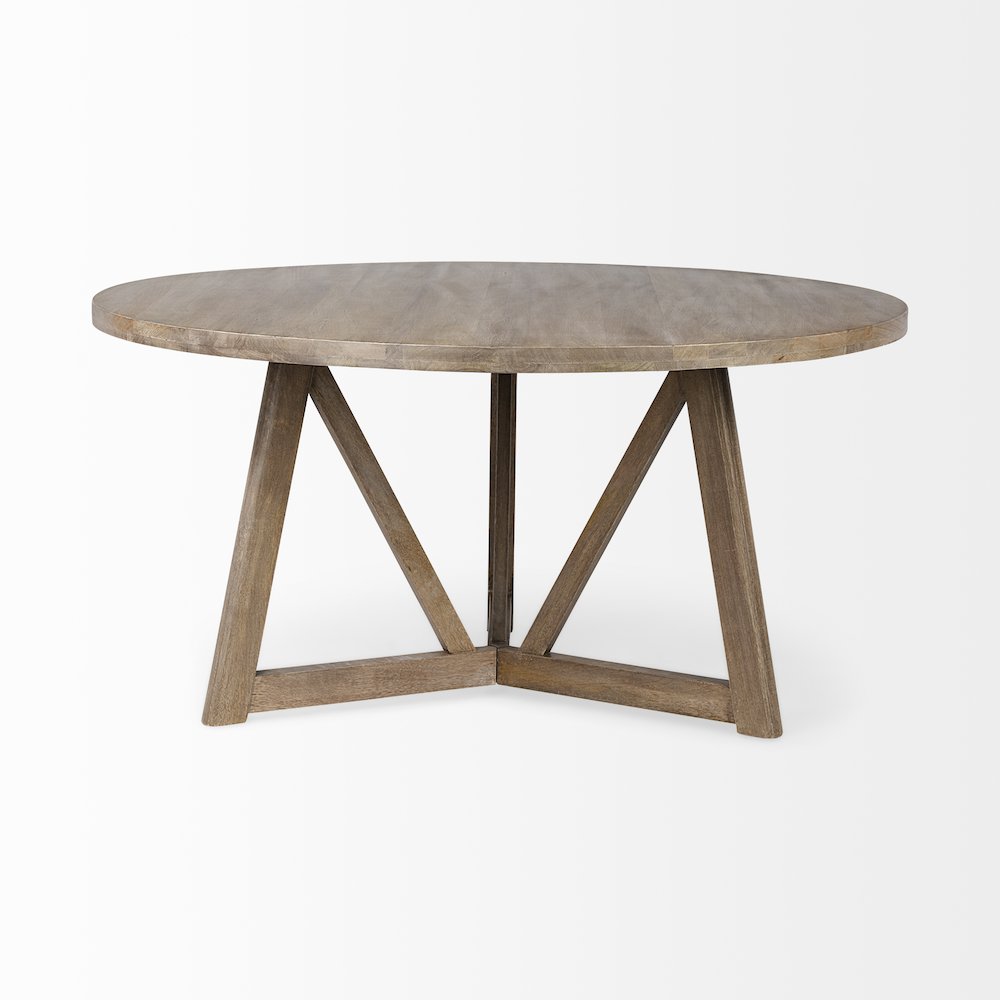 Legolas 60" Round Brown Solid Wood Top & Base Dining Table. Picture 2
