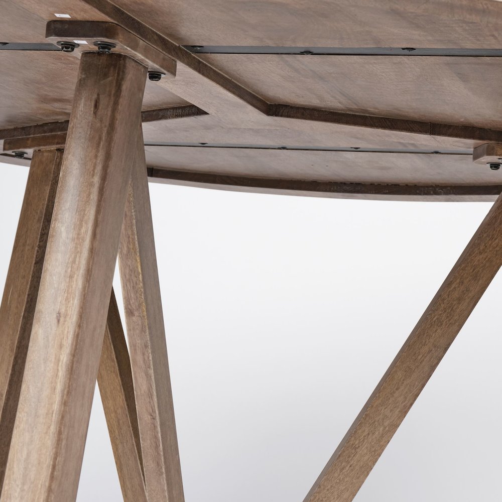 Legolas 60" Round Brown Solid Wood Top & Base Dining Table. Picture 5