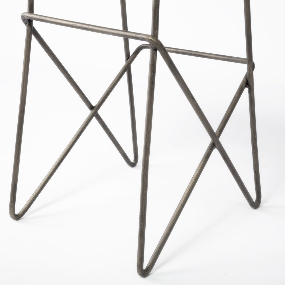 30" Total Height Cream Fabric Seat Gold Metal Frame Bar Stool. Picture 3