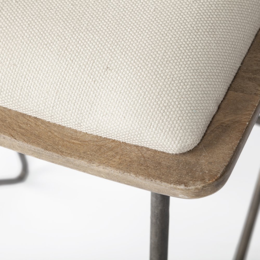30" Total Height Cream Fabric Seat Gold Metal Frame Bar Stool. Picture 11