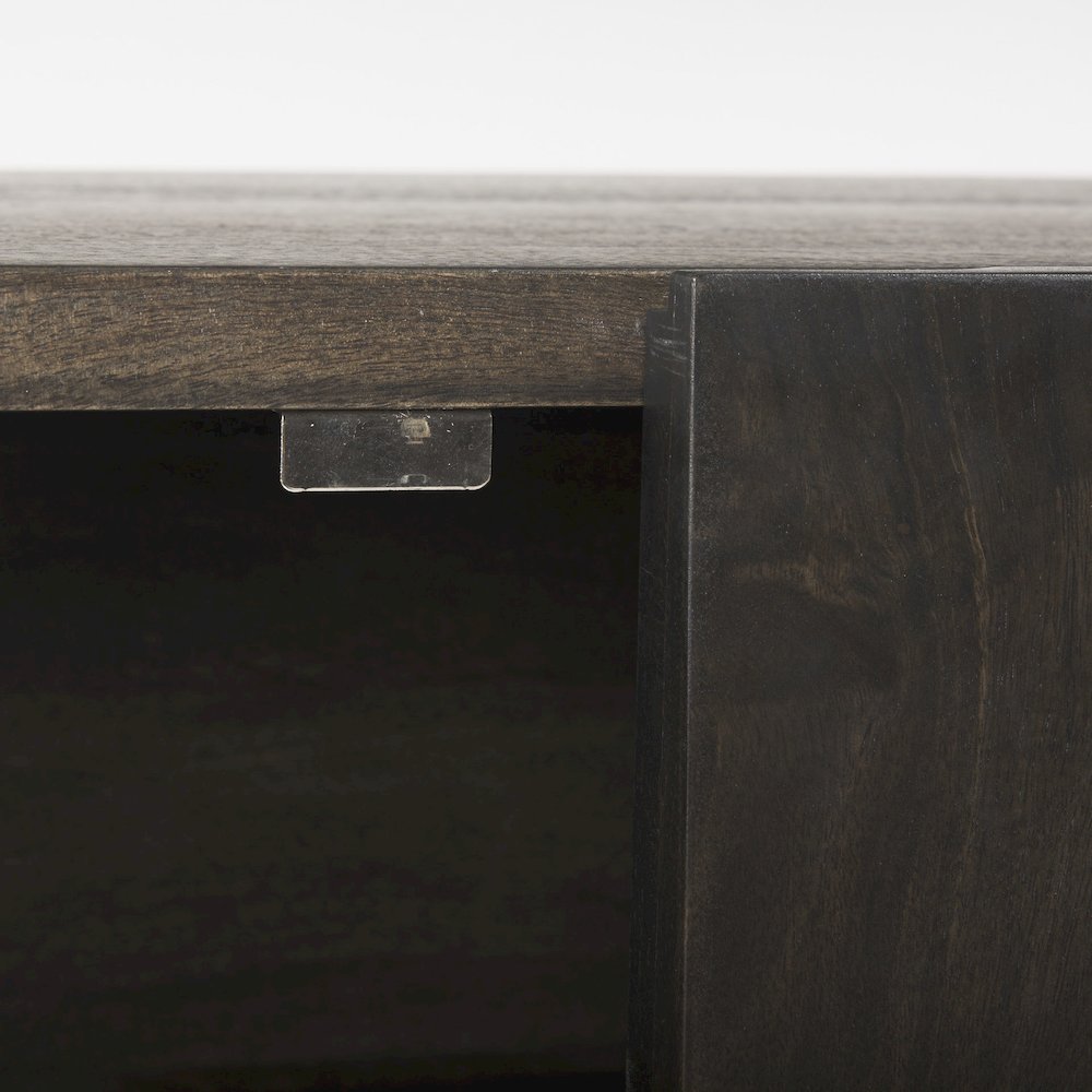 Darwin 80x17.5 Brown Solid Wood Gold Metal Base 4 Cabinet Door Sideboard. Picture 13