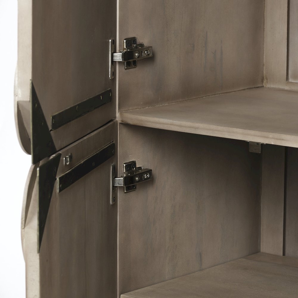 68.1" H Light Brown Wood Gold Iron Base Storage Cabinet. Picture 10
