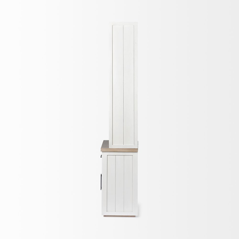 White And Medium Brown Wood Three Shelf Shelving Unit. Picture 6