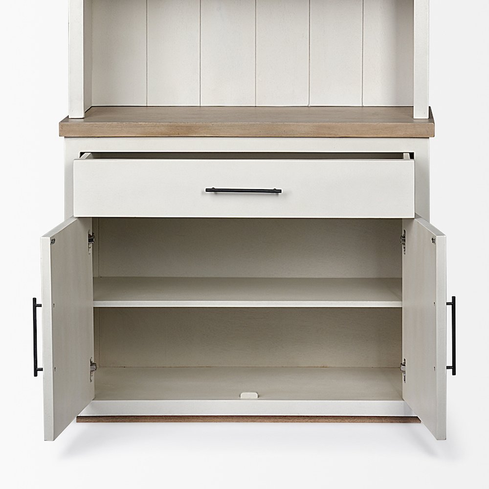 White And Medium Brown Wood Three Shelf Shelving Unit. Picture 9