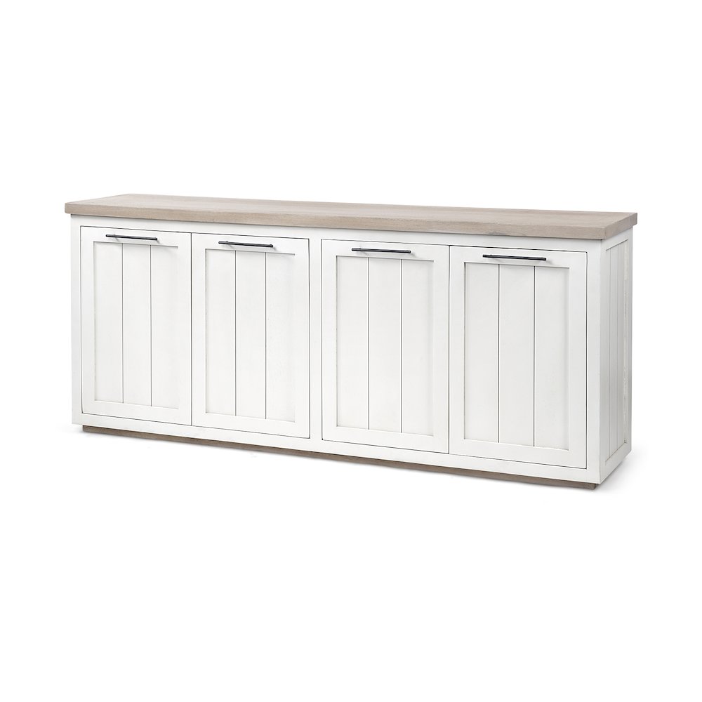 Fairview ISolid Wood Brown Top & White Frame 4 Cabinet Door Sideboard. Picture 1