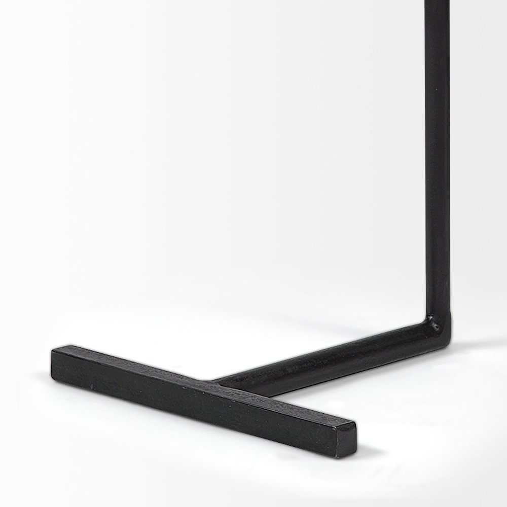 Brown Wood Round Top Black Metal Base Accent Table. Picture 8