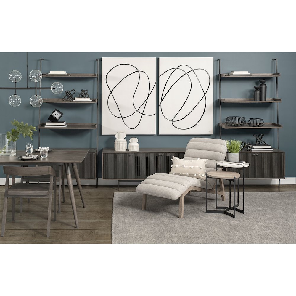 Larkin Marble and Medium Brown Wood Round Tabletop Nesting End/Side Tables. Picture 5