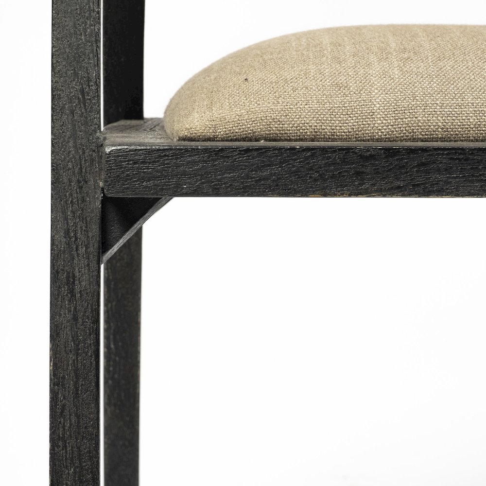 Black Wooden Frame Linen Wrap Seat Dining Chair. Picture 3