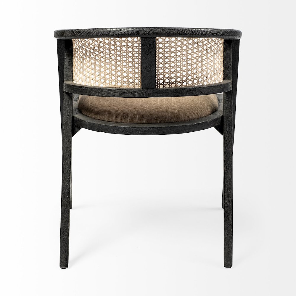 Black Wooden Frame Linen Wrap Seat Dining Chair. Picture 7