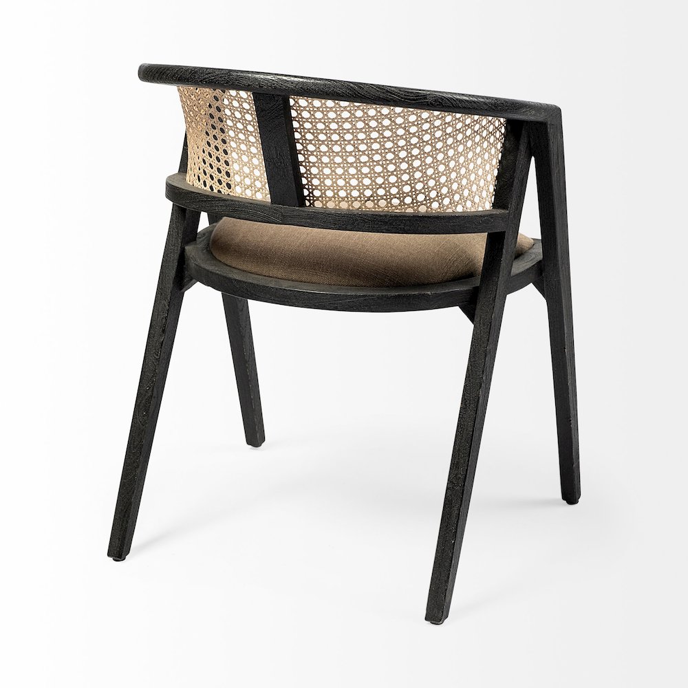 Black Wooden Frame Linen Wrap Seat Dining Chair. Picture 8