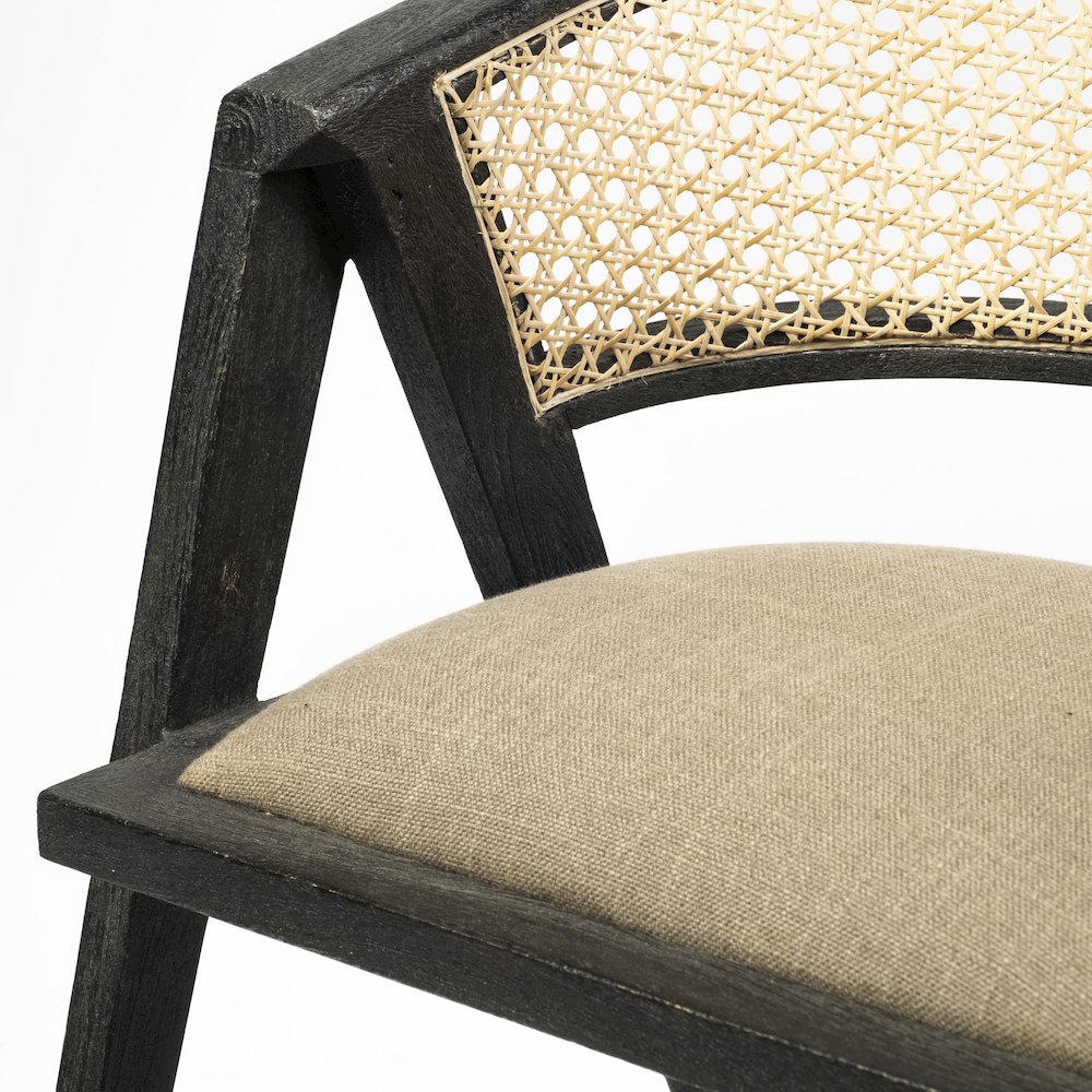 Black Wooden Frame Linen Wrap Seat Dining Chair. Picture 11