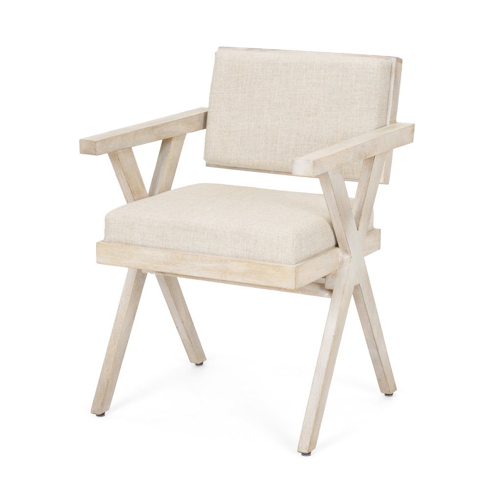 Cream Fabric Wrap Blonde Wooden Frame Dining Chair. Picture 1