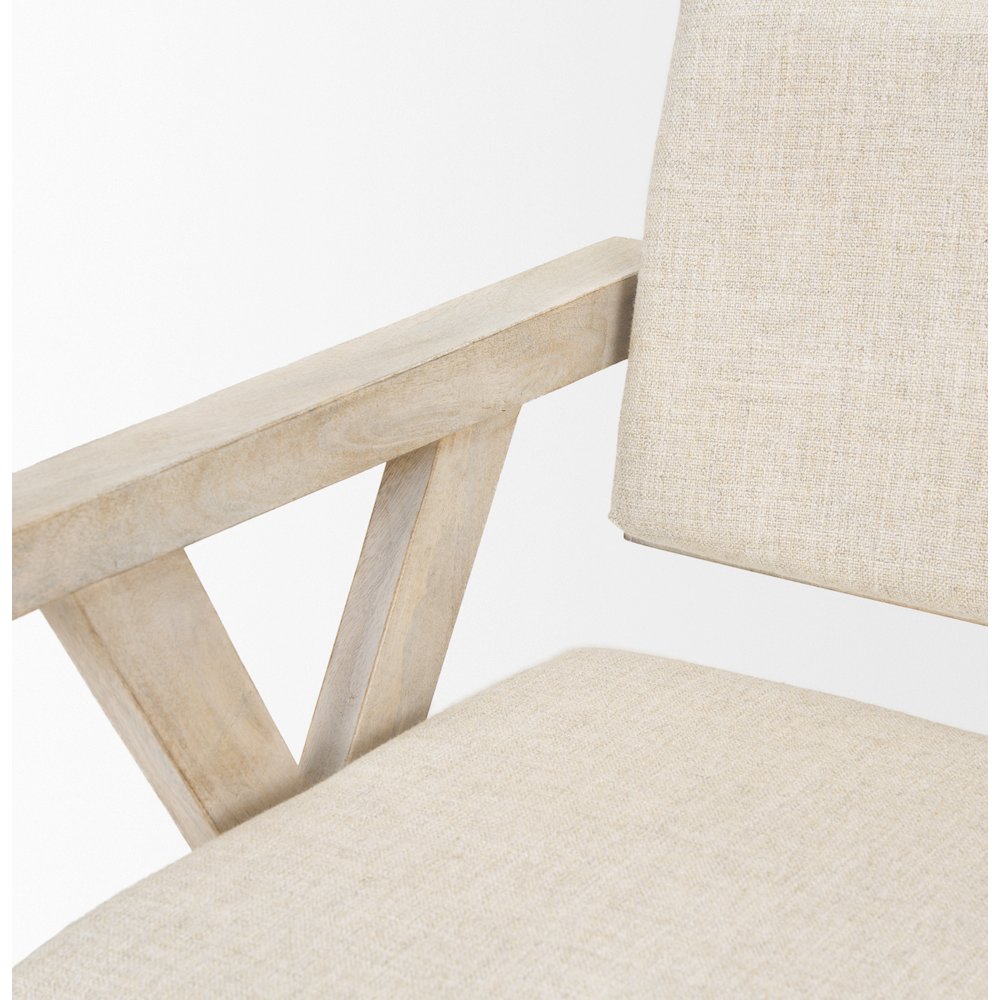 Cream Fabric Wrap Blonde Wooden Frame Dining Chair. Picture 2