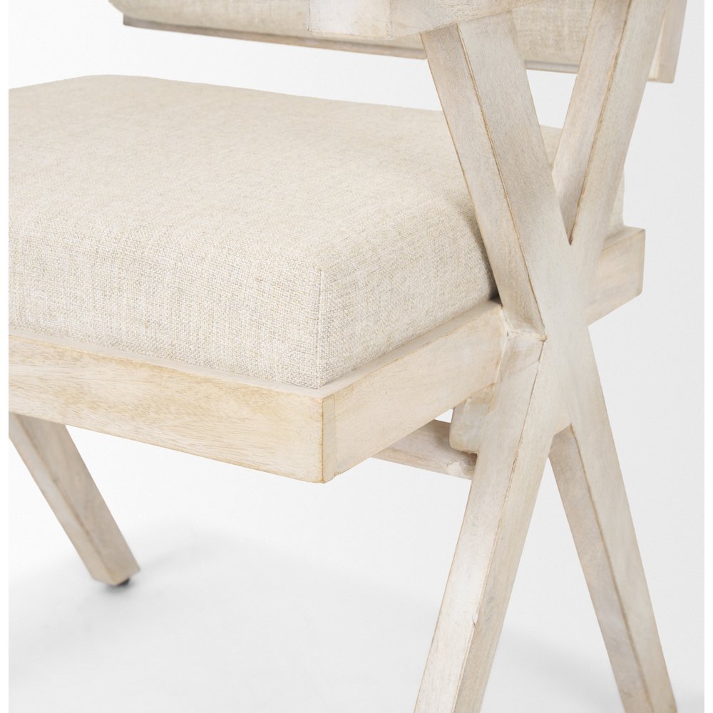 Cream Fabric Wrap Blonde Wooden Frame Dining Chair. Picture 3