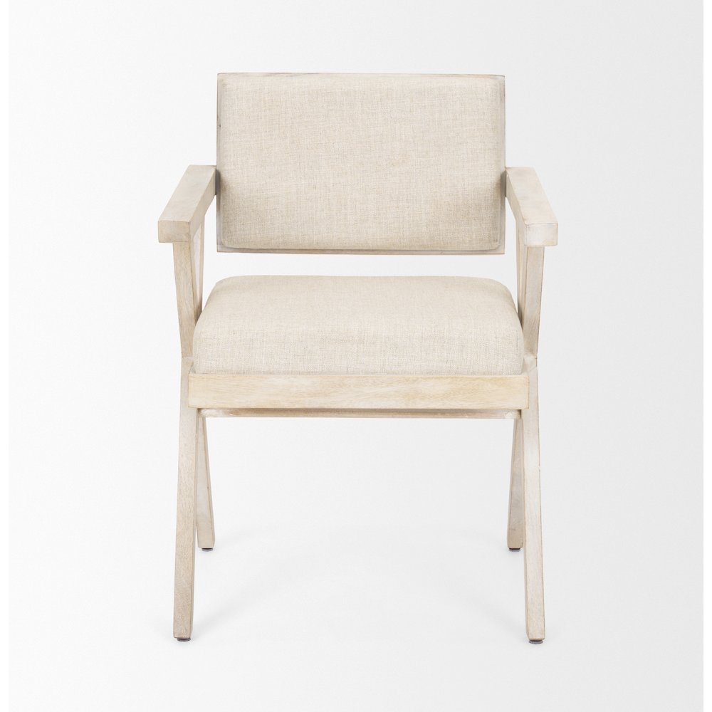 Cream Fabric Wrap Blonde Wooden Frame Dining Chair. Picture 7