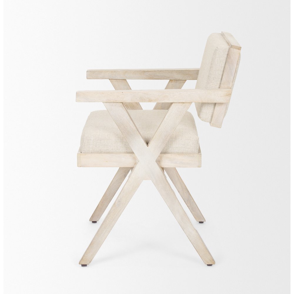 Cream Fabric Wrap Blonde Wooden Frame Dining Chair. Picture 8