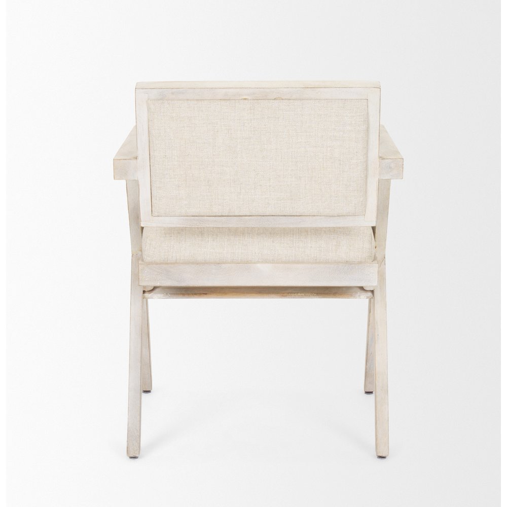 Cream Fabric Wrap Blonde Wooden Frame Dining Chair. Picture 9