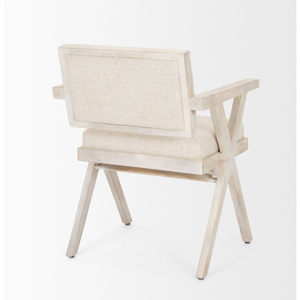 Cream Fabric Wrap Blonde Wooden Frame Dining Chair. Picture 10