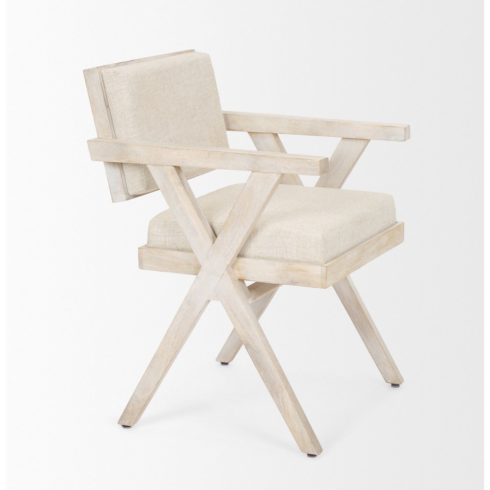 Cream Fabric Wrap Blonde Wooden Frame Dining Chair. Picture 11