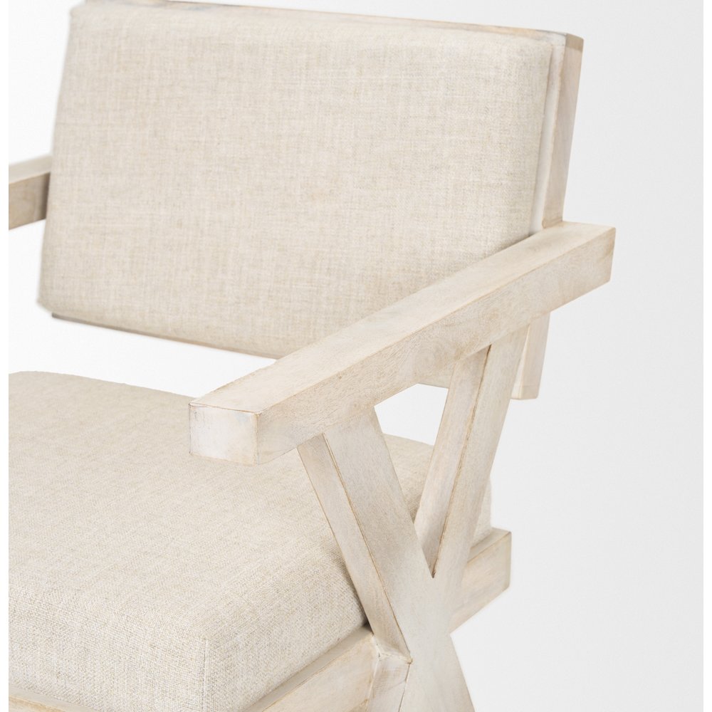 Cream Fabric Wrap Blonde Wooden Frame Dining Chair. Picture 12