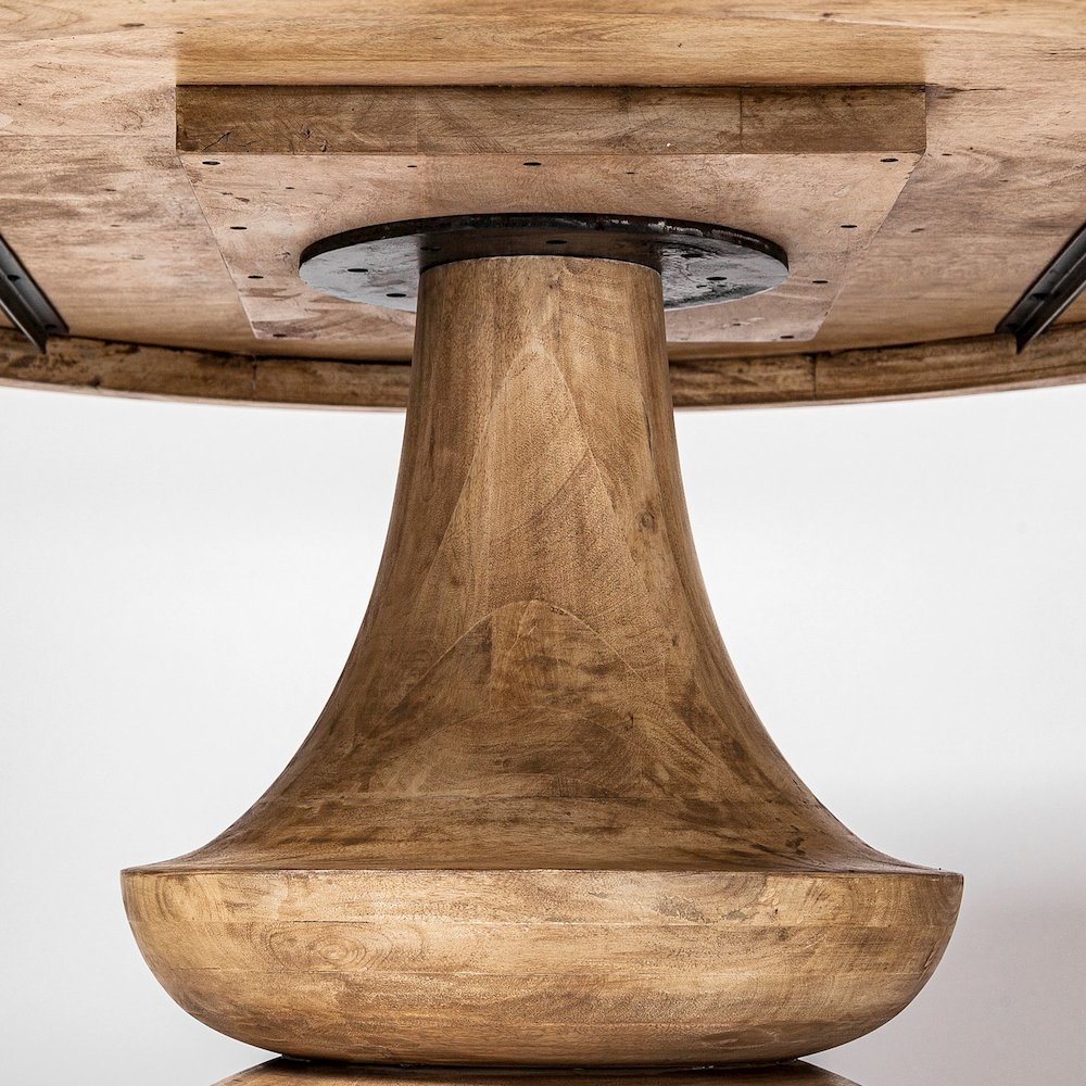 Crossman 60" Round Blonde Solid Wood & Base Dining Table. Picture 4