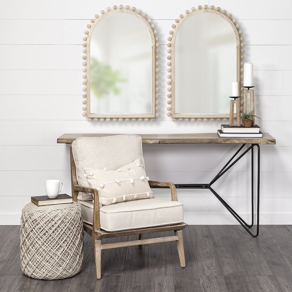 Leeds 23L x 35H Natural Wood Arch Frame Mirror. Picture 2