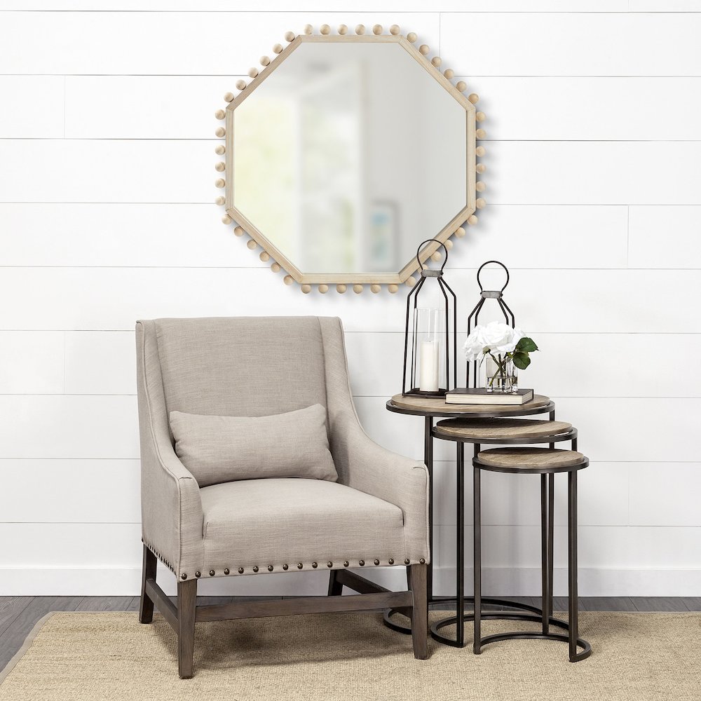 Torquay 33L x 33H Natural Wood Octagon Frame Mirror. Picture 2