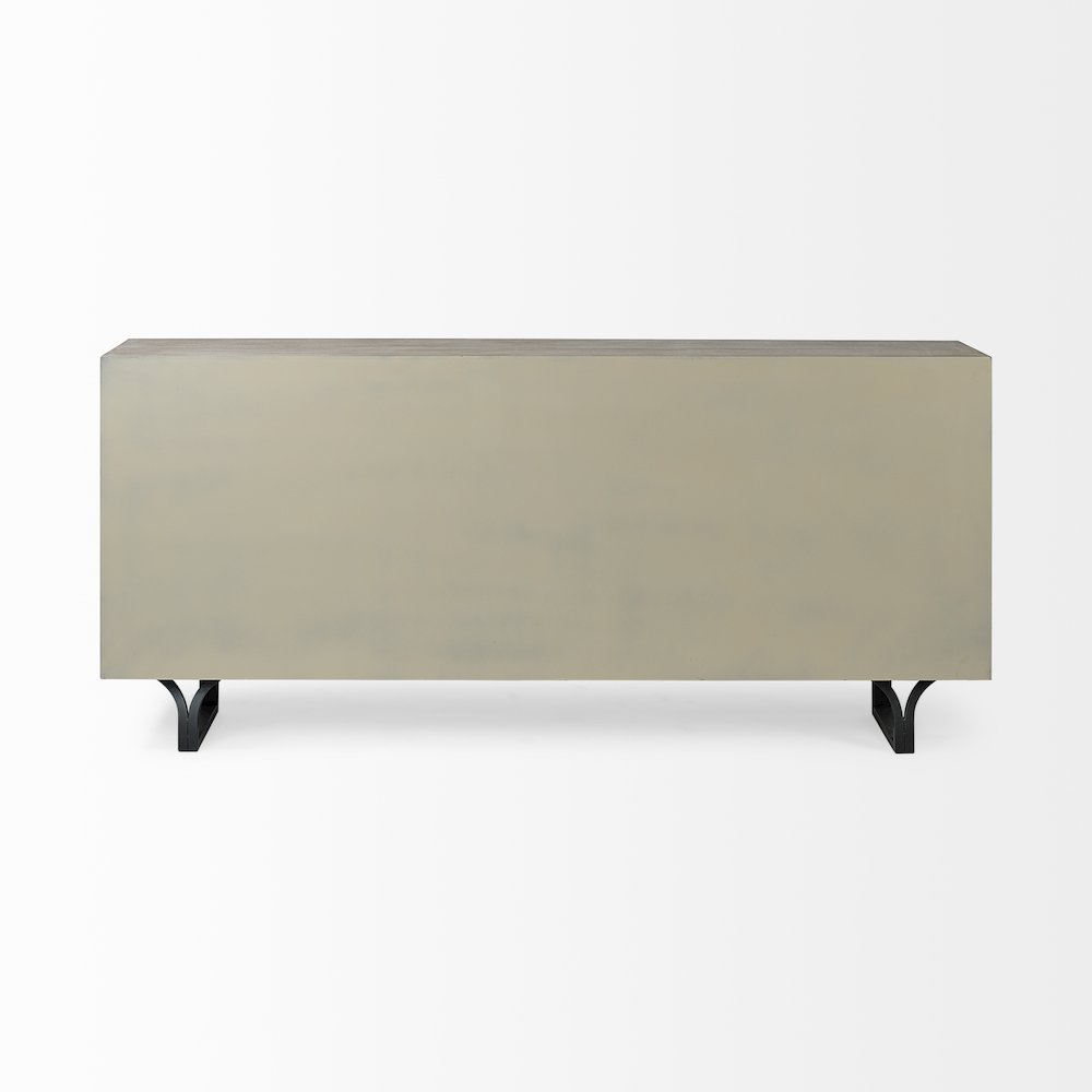 Giselle Brown Fir VeneerBlack Metal Leg 9 Drawer Sideboard. Picture 5