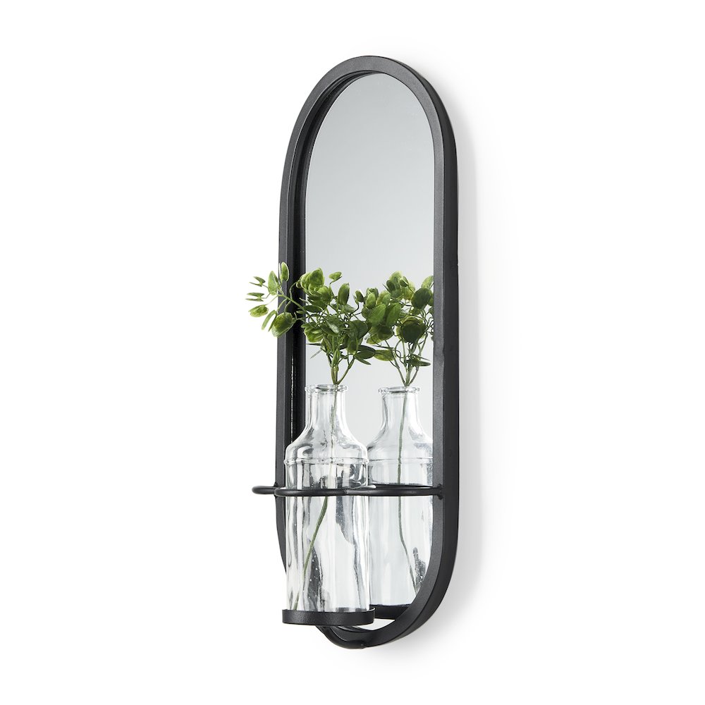 Wall Mounted Mirror W Glass Bottle For Botanicals Or Floral. Picture 1
