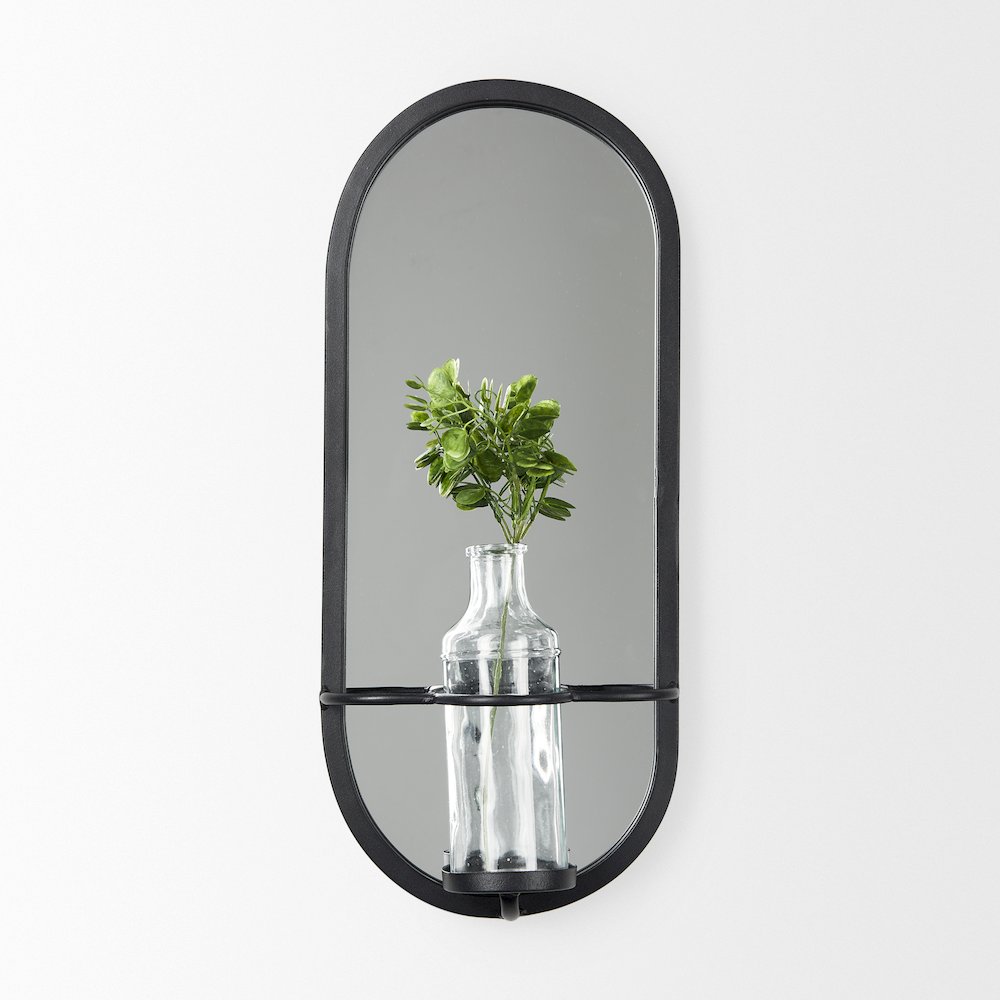 Wall Mounted Mirror W Glass Bottle For Botanicals Or Floral. Picture 3
