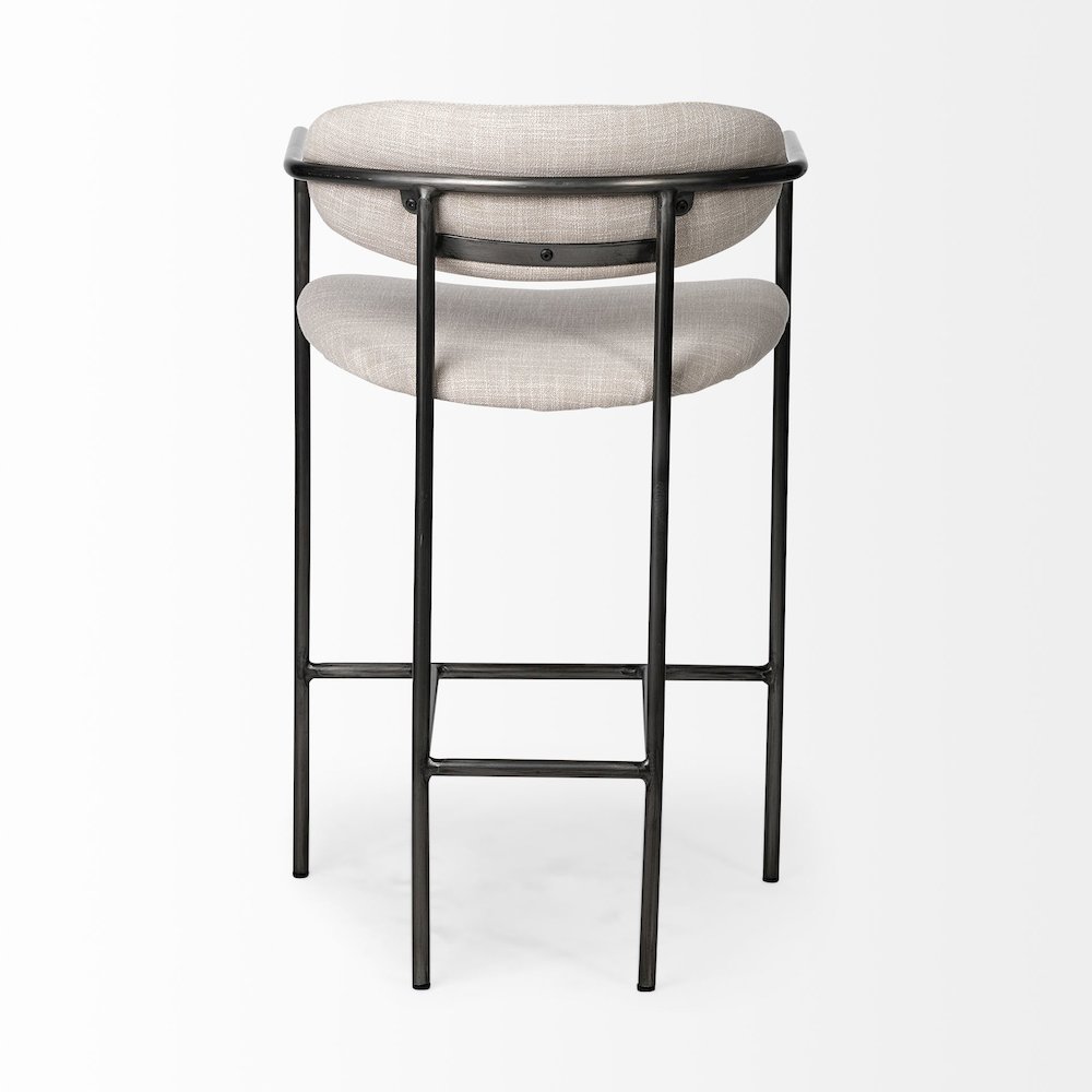 Beige Fabric Seat Gun Metal Grey Metal Counter Stool. Picture 7