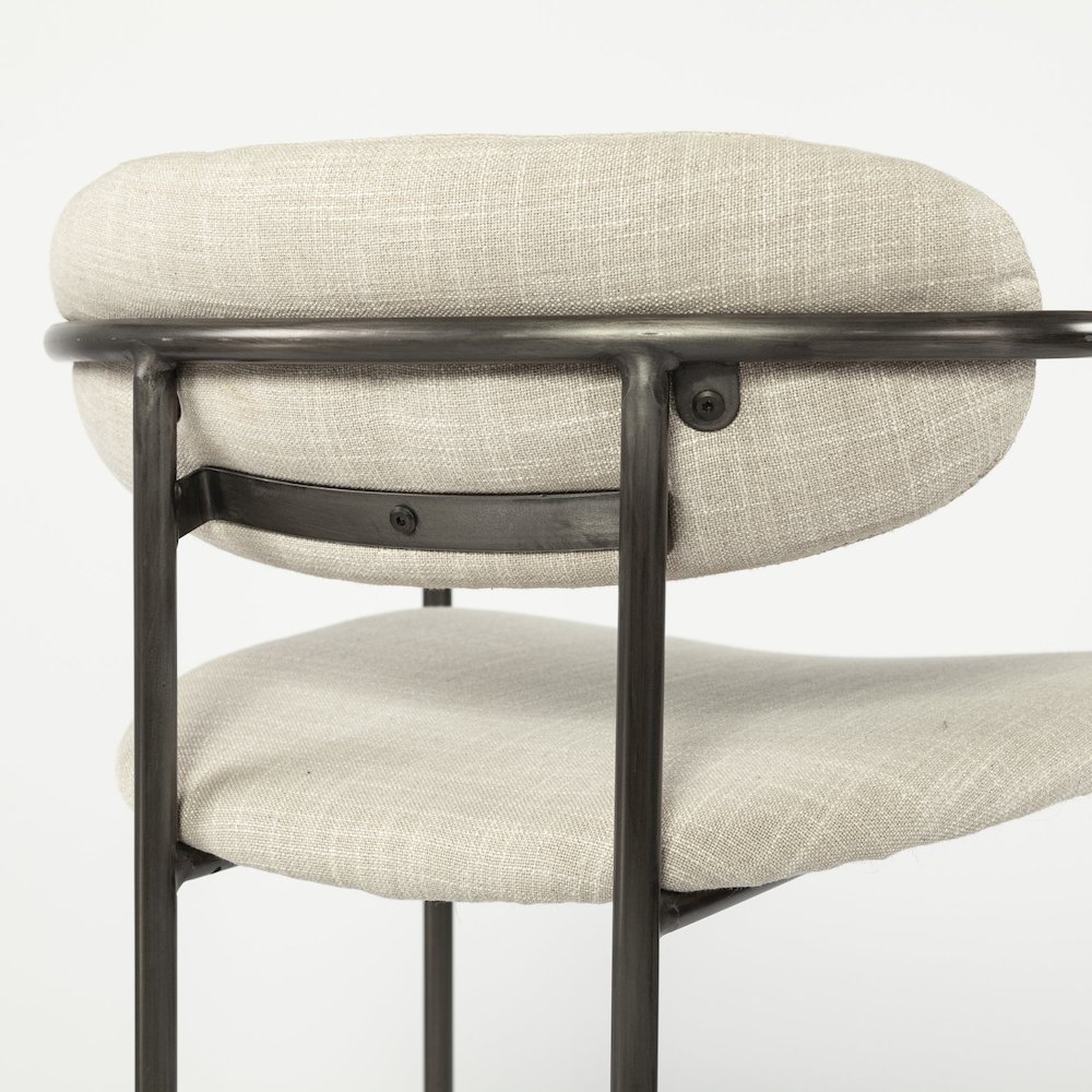 Beige Fabric Seat Gun Metal Grey Metal Counter Stool. Picture 10