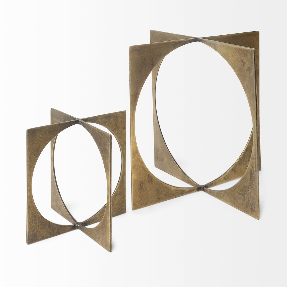 Lima (Large) 10L x 10W Gold Geometric Decorative Object. Picture 5