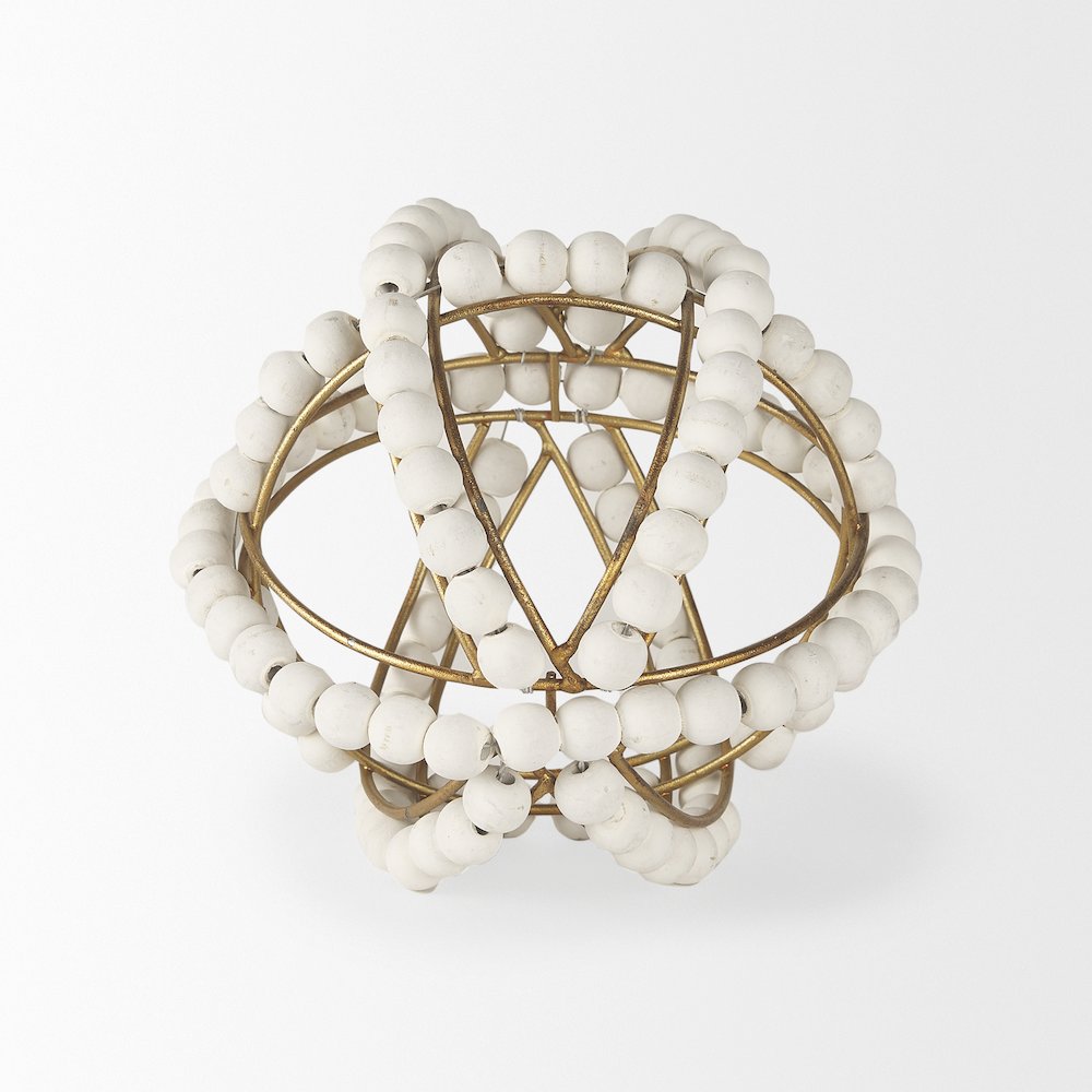Espanlade Small 9L x 9W White Wooden Beaded Orb. Picture 5