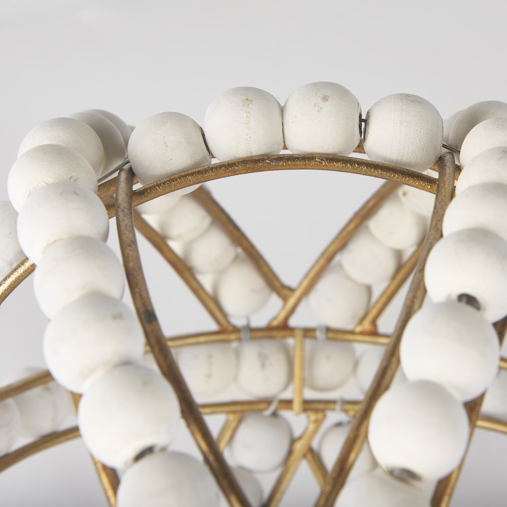 Espanlade Small 9L x 9W White Wooden Beaded Orb. Picture 6