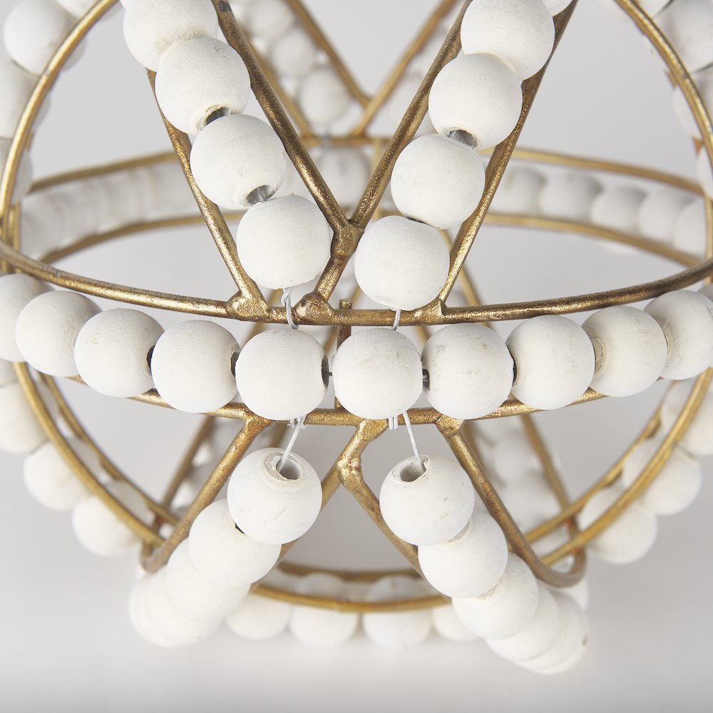 Espanlade Small 9L x 9W White Wooden Beaded Orb. Picture 7