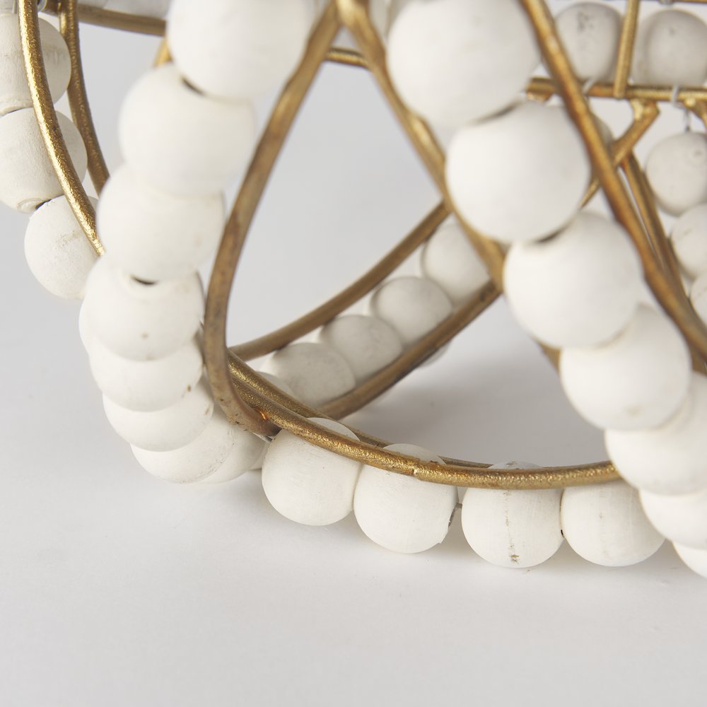 Espanlade Small 9L x 9W White Wooden Beaded Orb. Picture 8
